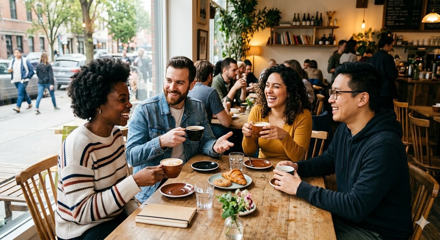 Premium credit cardholders using statement credits and benefits at a cafe